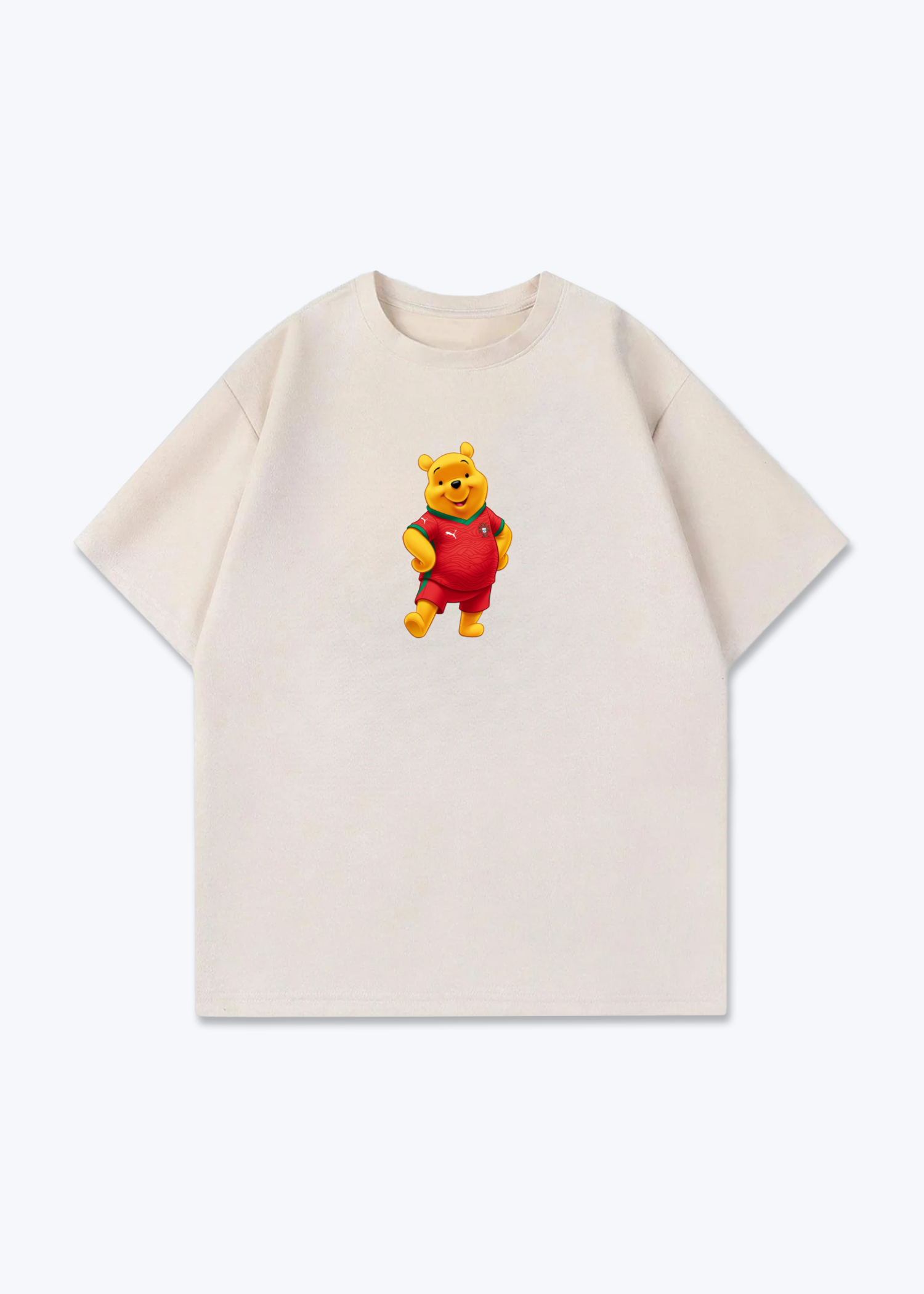 Portugal Pooh Oversized Shirt - Beige Front (Designed)