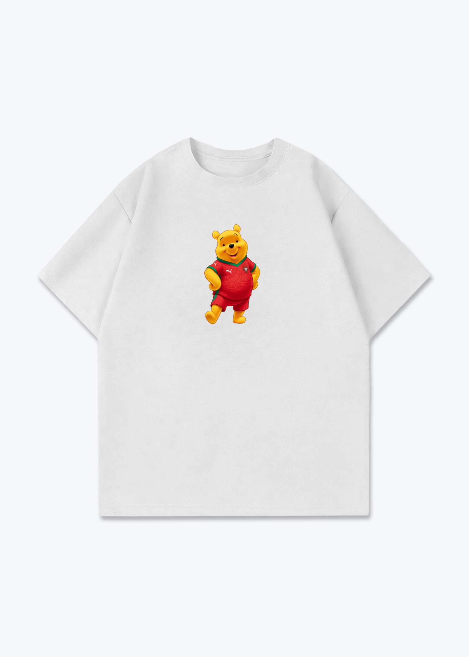 Portugal Pooh Oversized Shirt - White Front (Designed)